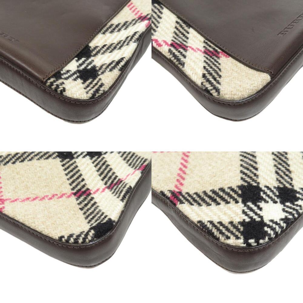 Burberry Nova Check Shoulder Bag Wool Leather - Picture 10 of 11
